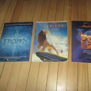 Set of 3 Disney Movie Piano Vocals Chords Music Books Frozen Lion King Aladdin